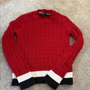 Ralph Lauren Red Cable Knit Crewneck Sweater